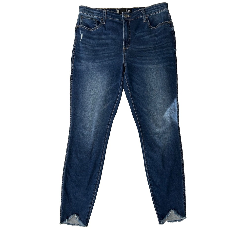 KUT from the Kloth Jeans Womens 12 Connie High Rise‎ Fab Ab Ankle Skinny Raw Hem